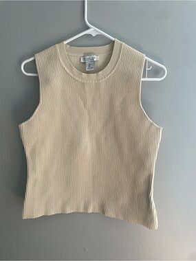 Rachel Zoe Ribbed Sleeveless Tank Top - Beige